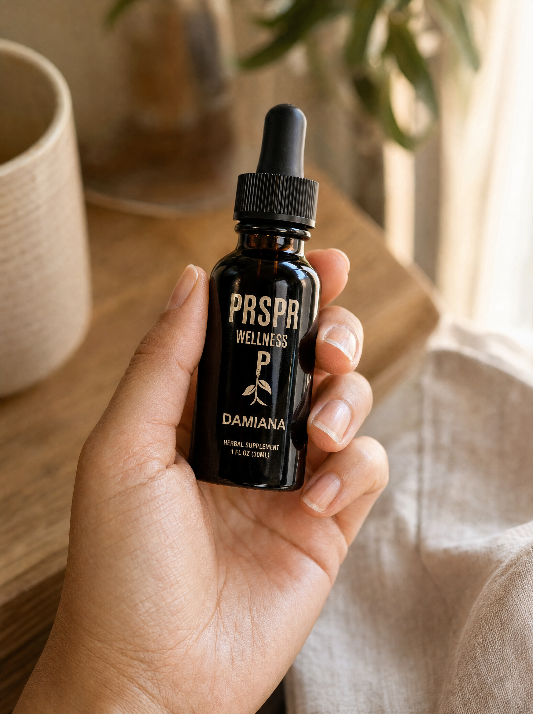 UGC-style wellness image featuring Damiana