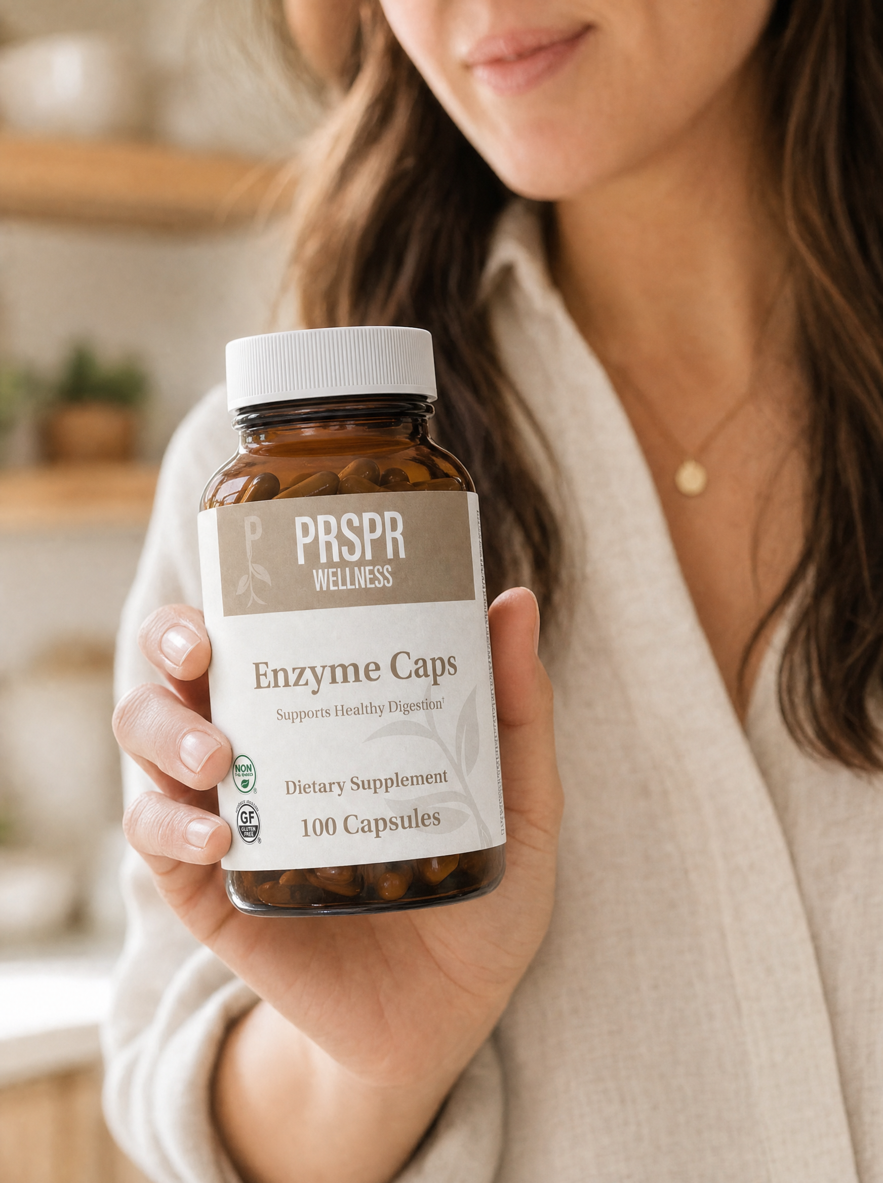 UGC-style wellness image featuring Enzyme Caps with Ox Bile