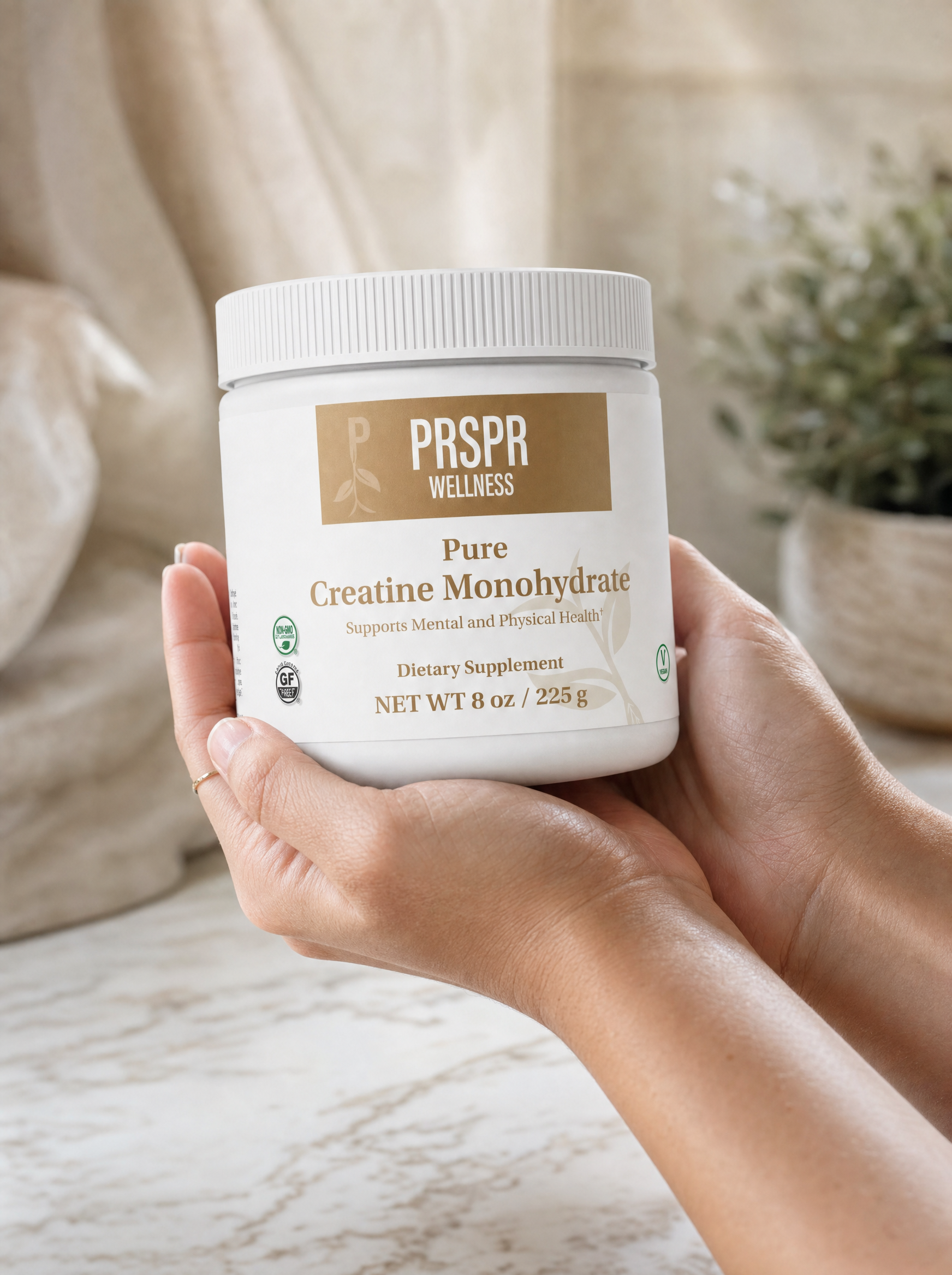 UGC-style wellness image featuring Pure Creatine Monohydrate