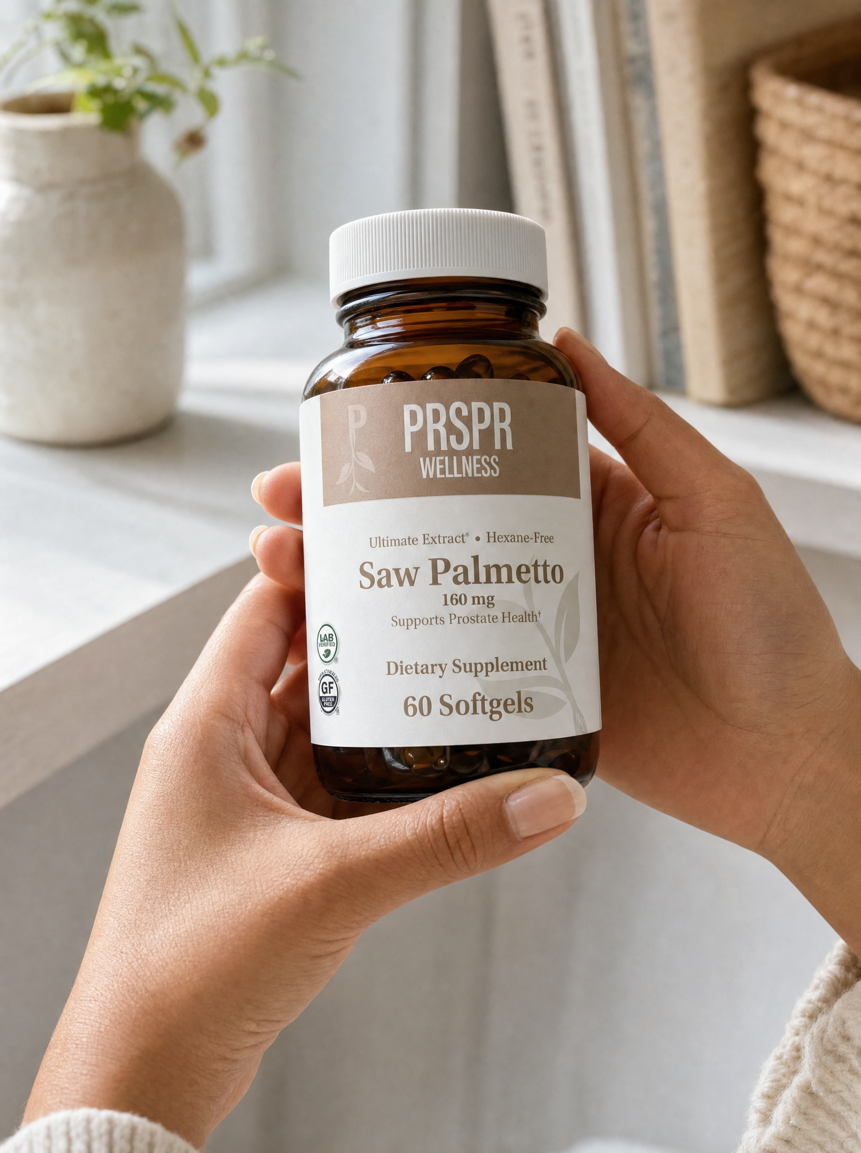 UGC-style wellness image featuring Saw Palmetto